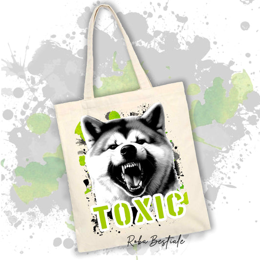 Shopper TOXIC - AKITA INU - Diversi colori disponibili, 100% Cotone