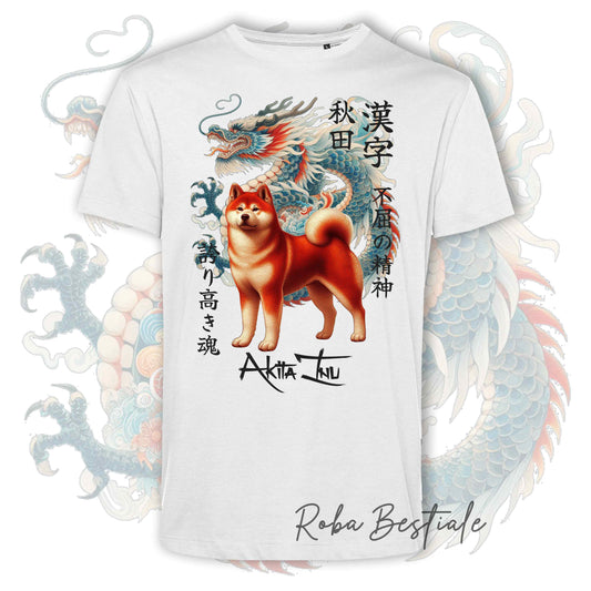 T-Shirt JAPAN STYLE "DRAGON" - AKITA INU Rosso - da UOMO, in tanti colori! Dalla XS alla 5XL