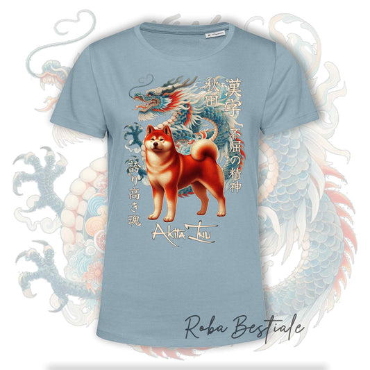 T-Shirt JAPAN STYLE "DRAGON" - AKITA INU Rosso - da DONNA, in tanti colori! Dalla XS alla 3XL
