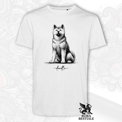 T-Shirt DOODLE - AKITA INU - Bianca o Beige, da Uomo o da Donna - dalla XS alla 5XL