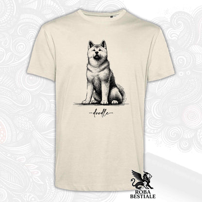 T-Shirt DOODLE - AKITA INU - Bianca o Beige, da Uomo o da Donna - dalla XS alla 5XL