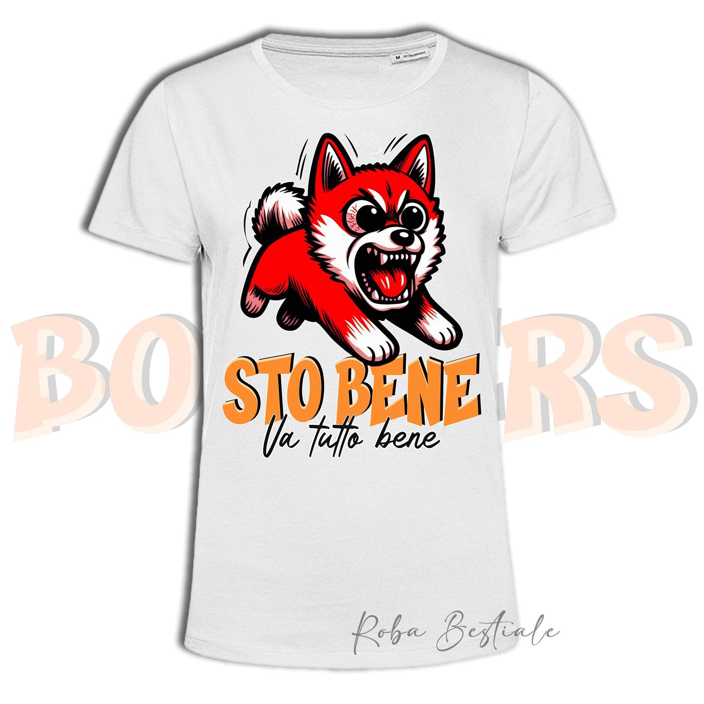 T-Shirt BONKERS - STO BENE - AKITA INU Rosso - Uomo o Donna - dalla XS alla 5XL