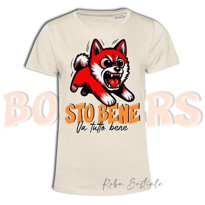 T-Shirt BONKERS - STO BENE - AKITA INU Rosso - Uomo o Donna - dalla XS alla 5XL