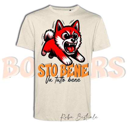 T-Shirt BONKERS - STO BENE - AKITA INU Rosso - Uomo o Donna - dalla XS alla 5XL