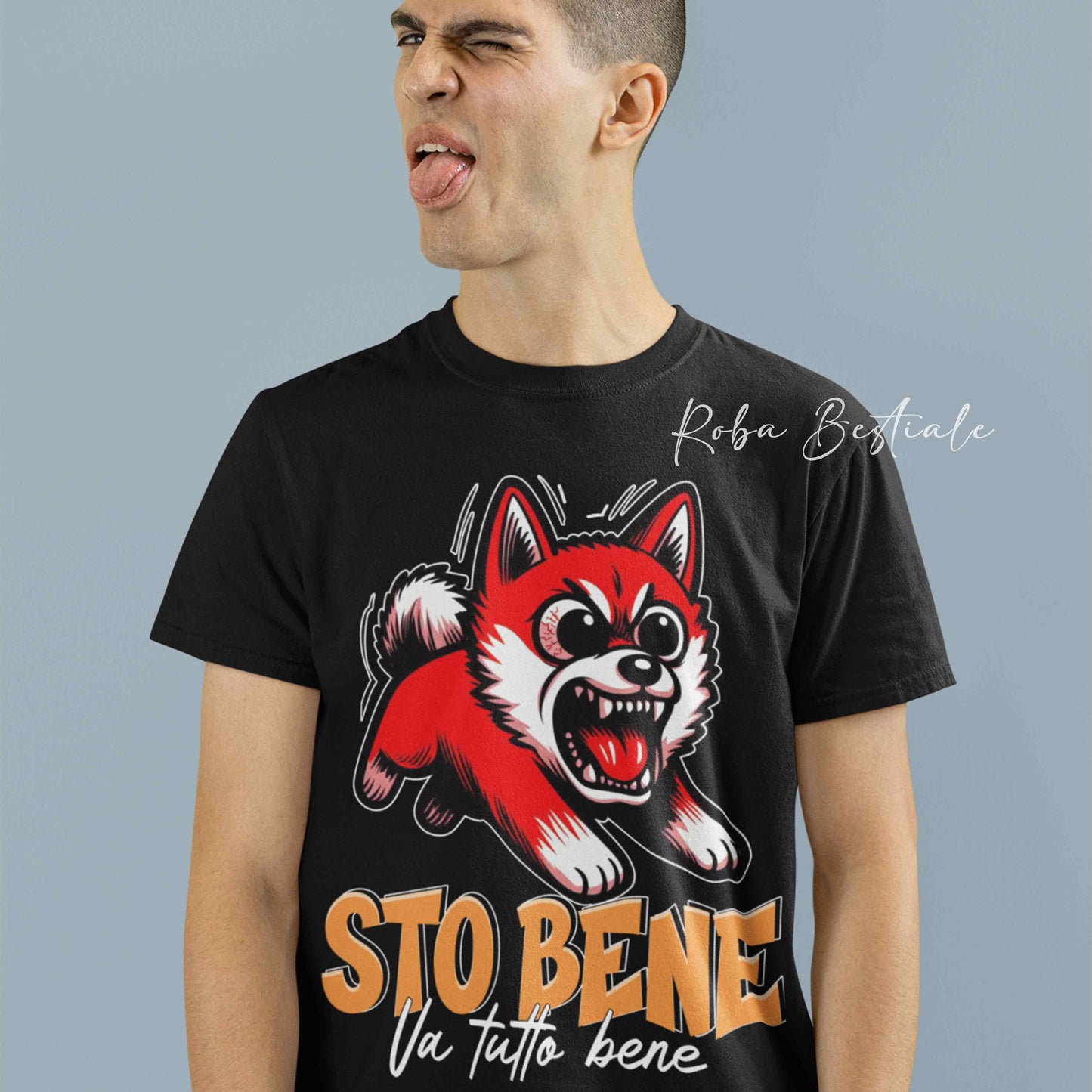 T-Shirt BONKERS - STO BENE - AKITA INU Rosso - Uomo o Donna - dalla XS alla 5XL