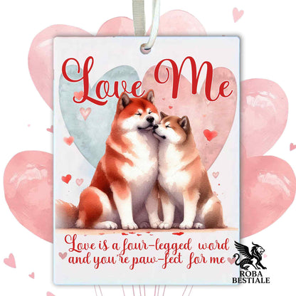 Deodorante Auto LOVE ME - AKITA INU Rosso - In Feltro, con cordino - 7,5 x 10 cm