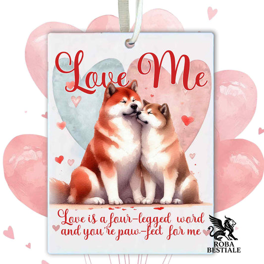Deodorante Auto LOVE ME - AKITA INU Rosso - In Feltro, con cordino - 7,5 x 10 cm
