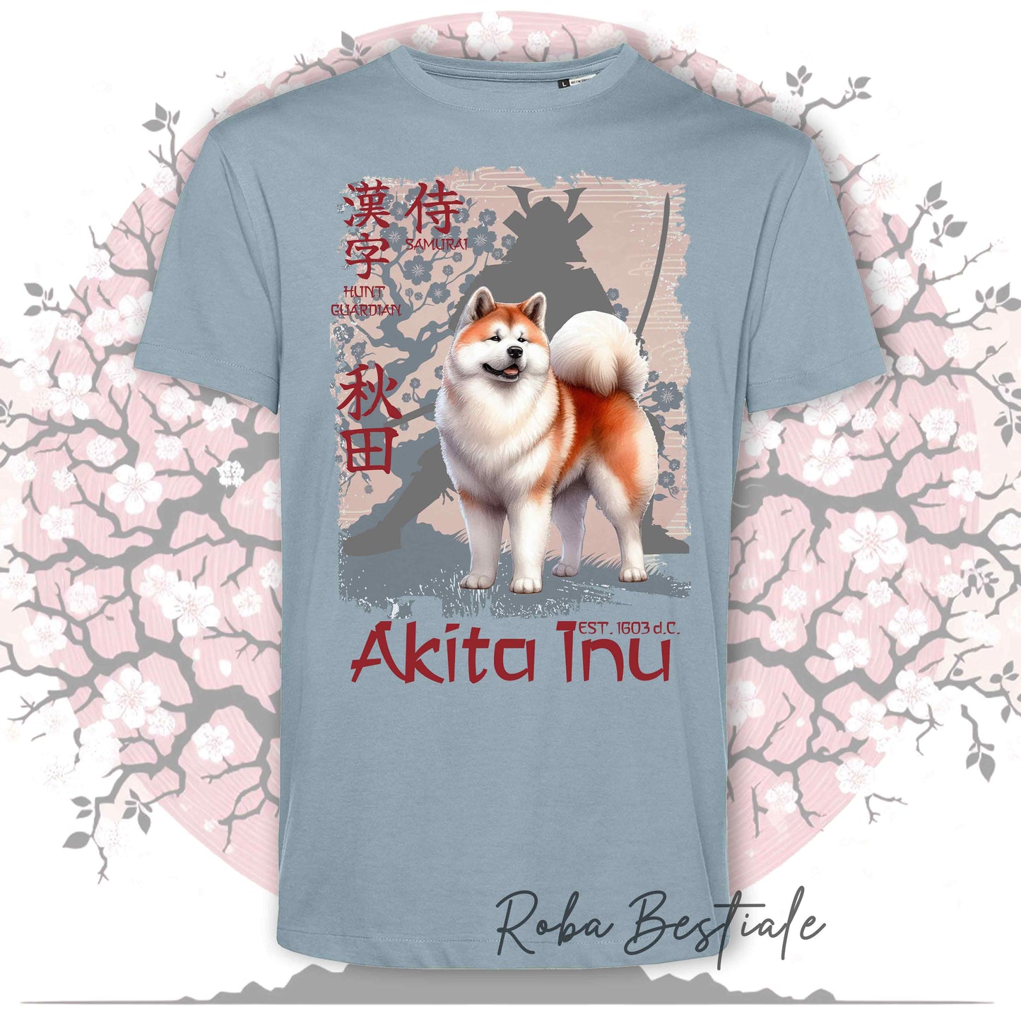 T-Shirt JAPAN STYLE "PRIDE" - AKITA INU Rosso - da UOMO, in tanti colori! Dalla XS alla 5XL