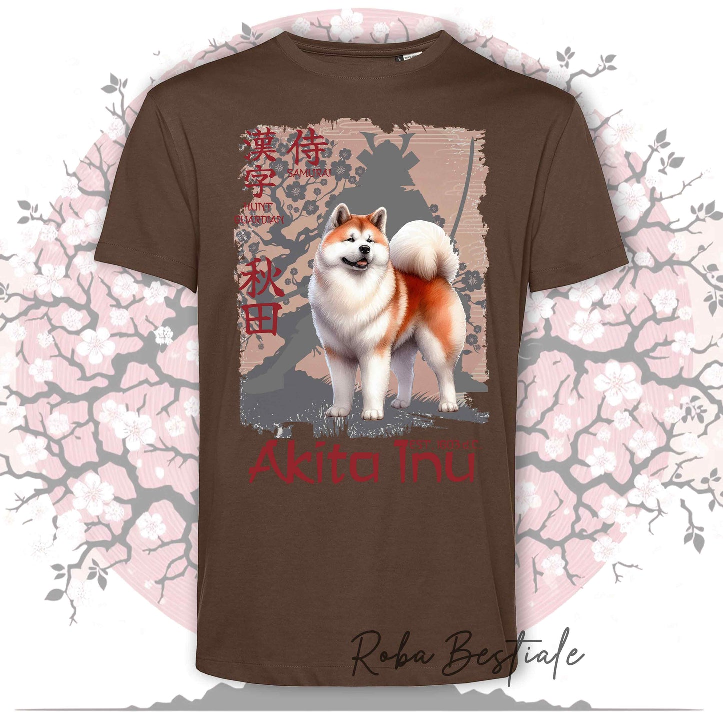 T-Shirt JAPAN STYLE "PRIDE" - AKITA INU Rosso - da UOMO, in tanti colori! Dalla XS alla 5XL