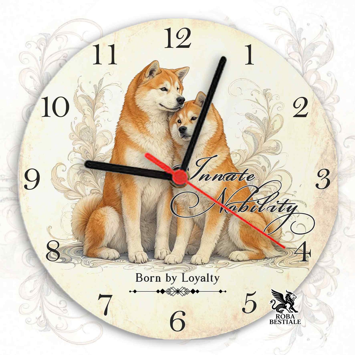 Orologio da Muro NOBILITY - AKITA INU Rosso - in MDF - diametro 20 o 30 cm
