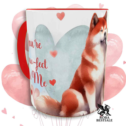 Tazza LOVE ME - AKITA INU Rosso - In Ceramica, con dettagli Rossi - 330 ml