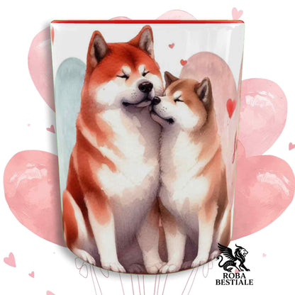 Tazza LOVE ME - AKITA INU Rosso - In Ceramica, con dettagli Rossi - 330 ml