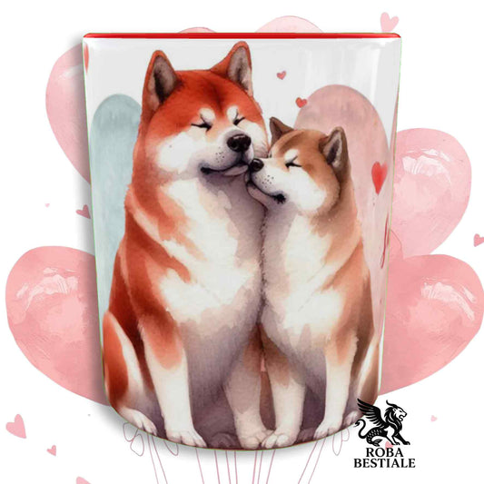 Tazza LOVE ME - AKITA INU Rosso - In Ceramica, con dettagli Rossi - 330 ml