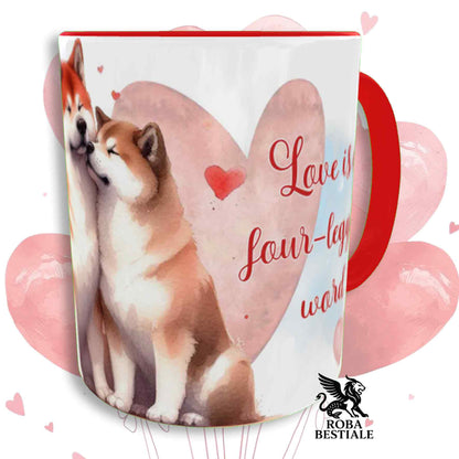 Tazza LOVE ME - AKITA INU Rosso - In Ceramica, con dettagli Rossi - 330 ml