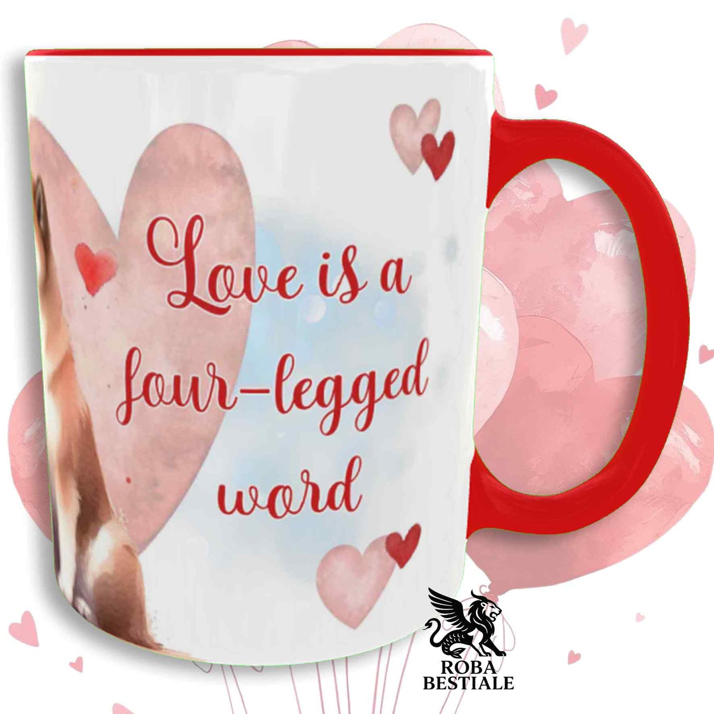 Tazza LOVE ME - AKITA INU Rosso - In Ceramica, con dettagli Rossi - 330 ml
