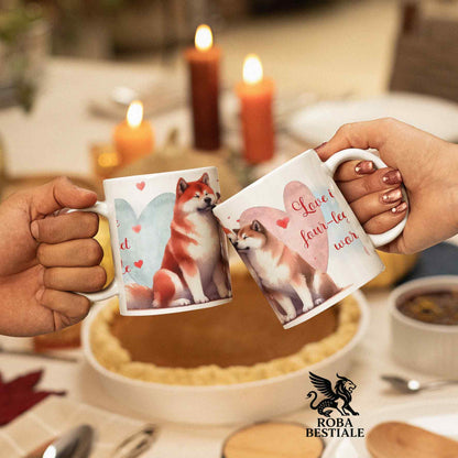 Tazza LOVE ME - AKITA INU Rosso - In Ceramica, con dettagli Rossi - 330 ml