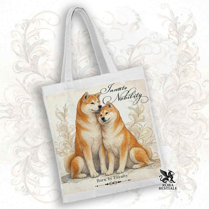 Tote Bag NOBILITY - AKITA INU Rosso - 100% Cotone - Bianca o Beige