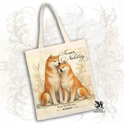 Tote Bag NOBILITY - AKITA INU Rosso - 100% Cotone - Bianca o Beige