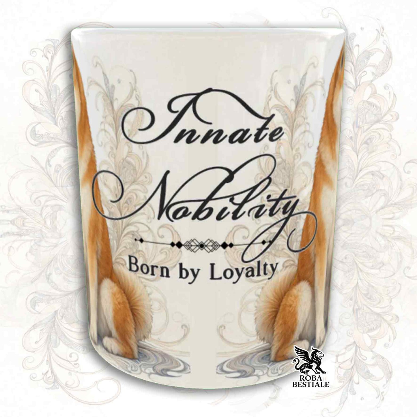 NOBILITY Mug - AKITA INU Red - GOLD Handle - 330 ml - Ceramic