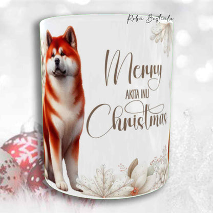 Tazza COZY WINTER - AKITA INU Rosso - In Ceramica, con manico color Oro - 330 ml