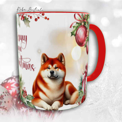 Tazza VINTAGE WINTER - AKITA INU Rosso - In Ceramica, con dettagli Rossi - 330 ml