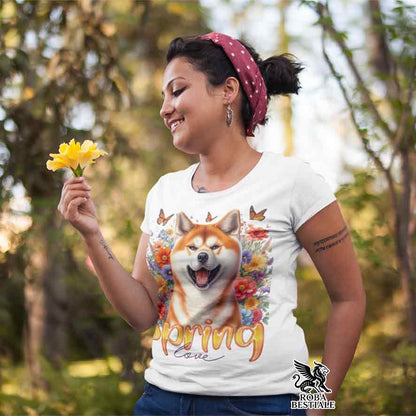 T-Shirt SPRING LOVE - AKITA INU Rosso - Bianca o Beige, da Uomo o da Donna - dalla XS alla 5XL