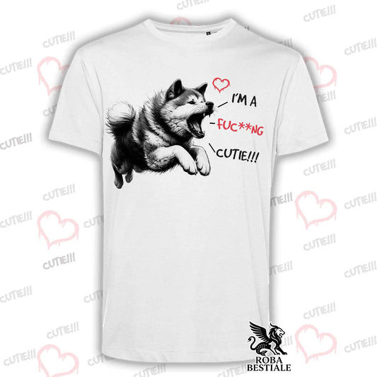 T-Shirt CUTIE - AKITA INU - Bianca o Beige, da Uomo o da Donna - dalla XS alla 5XL