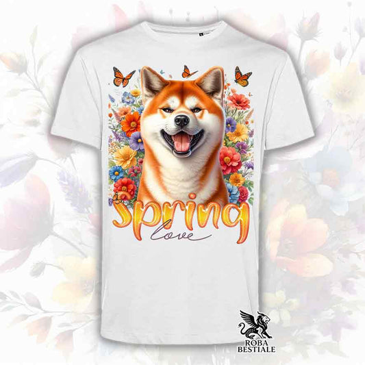 T-Shirt SPRING LOVE - AKITA INU Rosso - Bianca o Beige, da Uomo o da Donna - dalla XS alla 5XL
