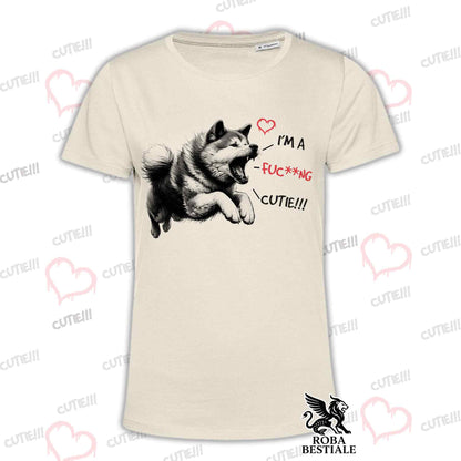 T-Shirt CUTIE - AKITA INU - Bianca o Beige, da Uomo o da Donna - dalla XS alla 5XL