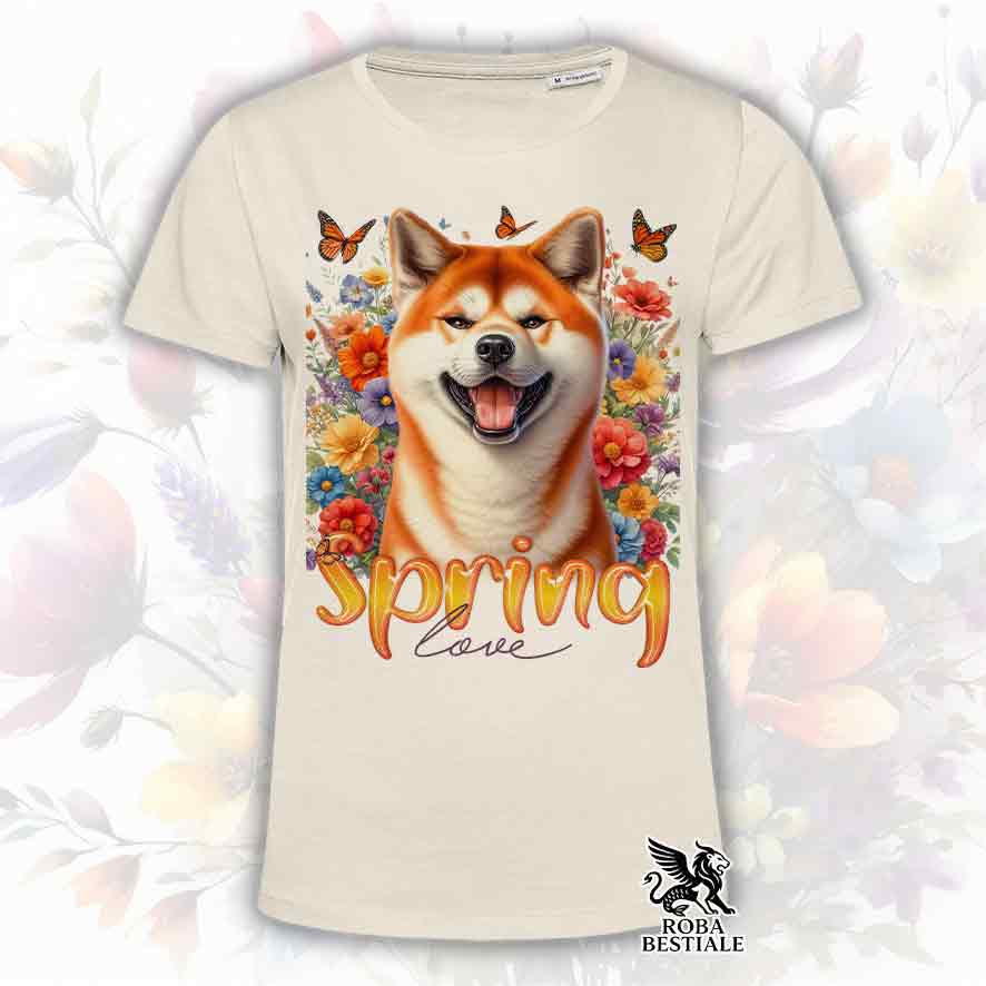T-Shirt SPRING LOVE - AKITA INU Rosso - Bianca o Beige, da Uomo o da Donna - dalla XS alla 5XL