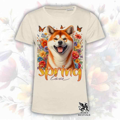 T-Shirt SPRING LOVE - AKITA INU Rosso - Bianca o Beige, da Uomo o da Donna - dalla XS alla 5XL