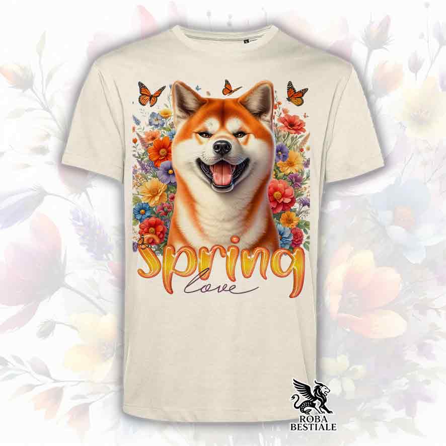 T-Shirt SPRING LOVE - AKITA INU Rosso - Bianca o Beige, da Uomo o da Donna - dalla XS alla 5XL