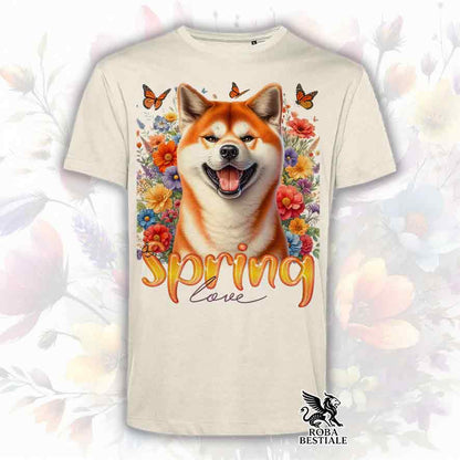 T-Shirt SPRING LOVE - AKITA INU Rosso - Bianca o Beige, da Uomo o da Donna - dalla XS alla 5XL
