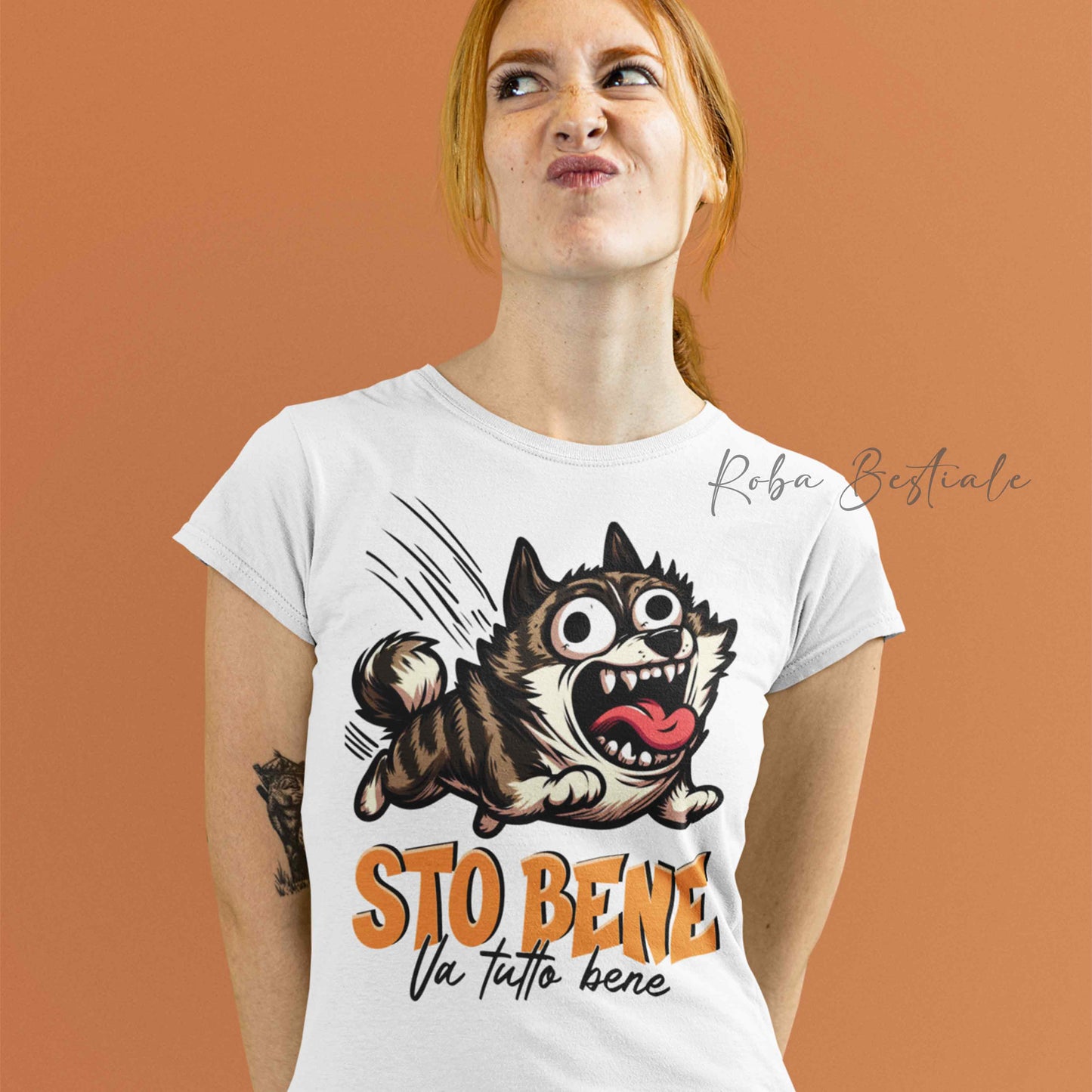 T-Shirt BONKERS - STO BENE - AKITA INU Tigrato - Uomo o Donna - dalla XS alla 5XL
