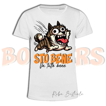 T-Shirt BONKERS - STO BENE - AKITA INU Tigrato - Uomo o Donna - dalla XS alla 5XL