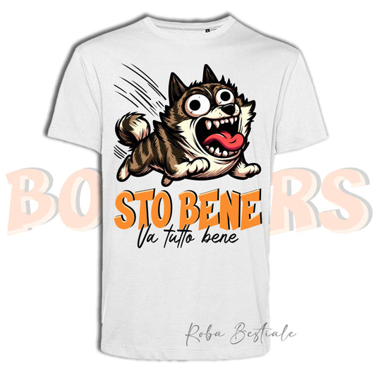 T-Shirt BONKERS - STO BENE - AKITA INU Tigrato - Uomo o Donna - dalla XS alla 5XL