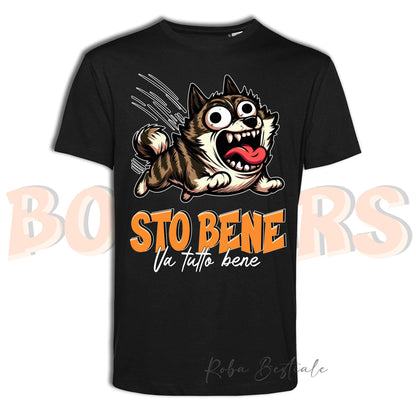 T-Shirt BONKERS - STO BENE - AKITA INU Tigrato - Uomo o Donna - dalla XS alla 5XL