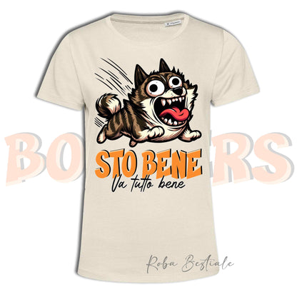 T-Shirt BONKERS - STO BENE - AKITA INU Tigrato - Uomo o Donna - dalla XS alla 5XL