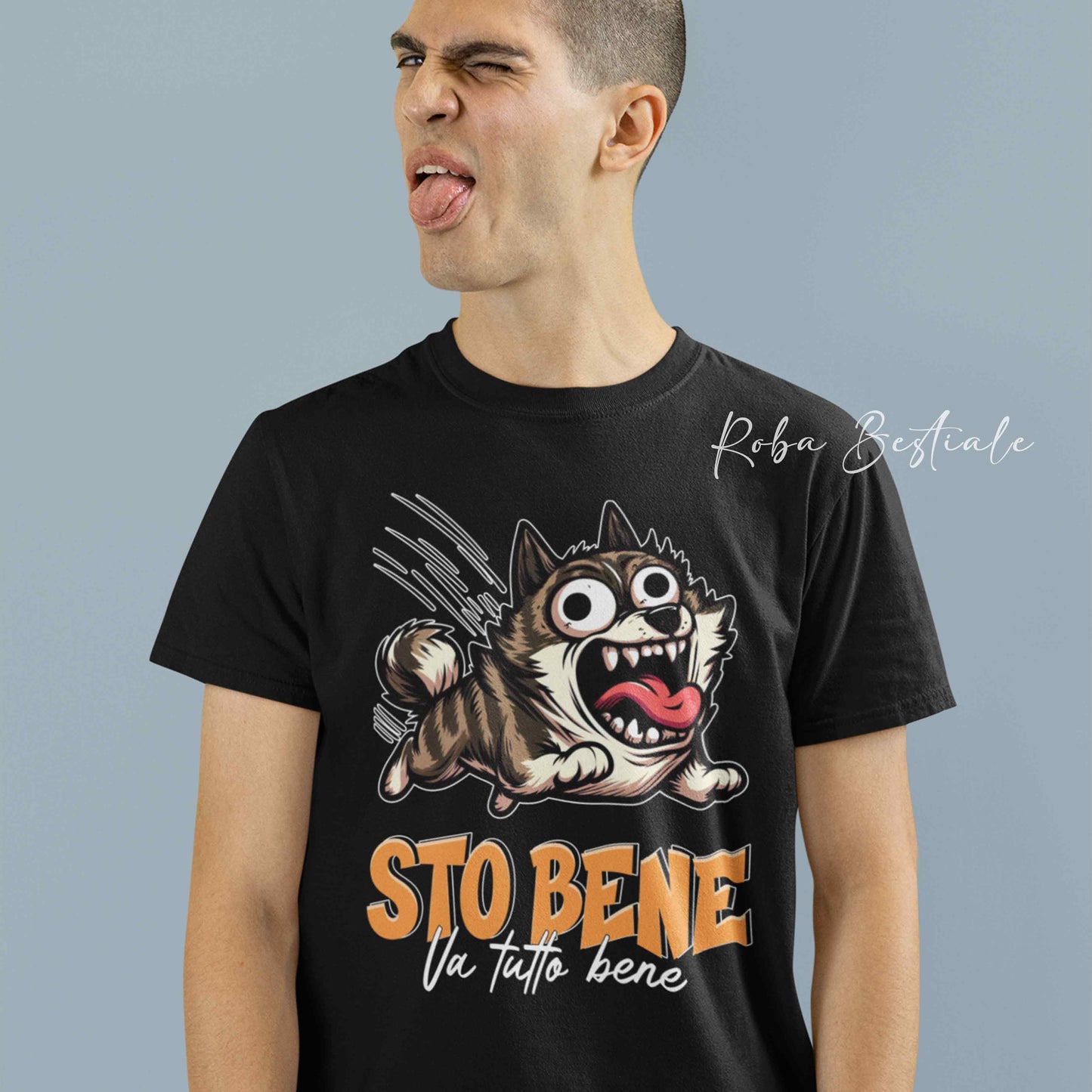 T-Shirt BONKERS - STO BENE - AKITA INU Tigrato - Uomo o Donna - dalla XS alla 5XL