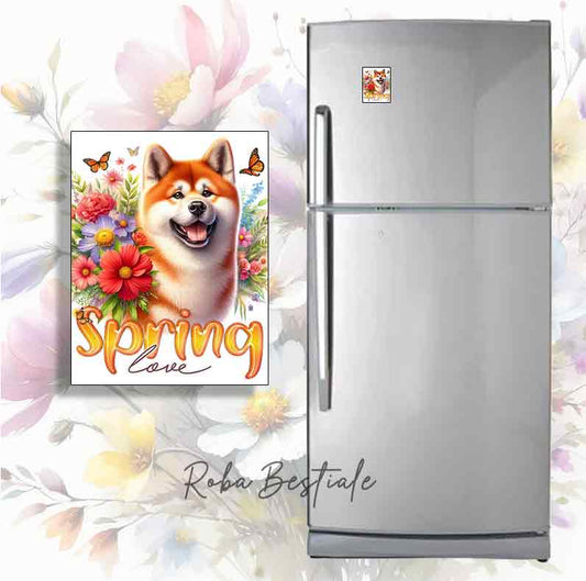 Magnete SPRING LOVE - AKITA INU Rosso