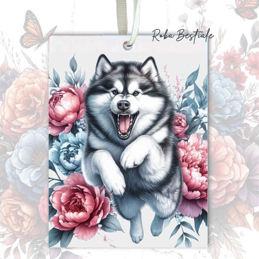 Deodorante Auto PEONY - ALASKAN MALAMUTE - In Feltro, con cordino - 7,5 x 10 cm