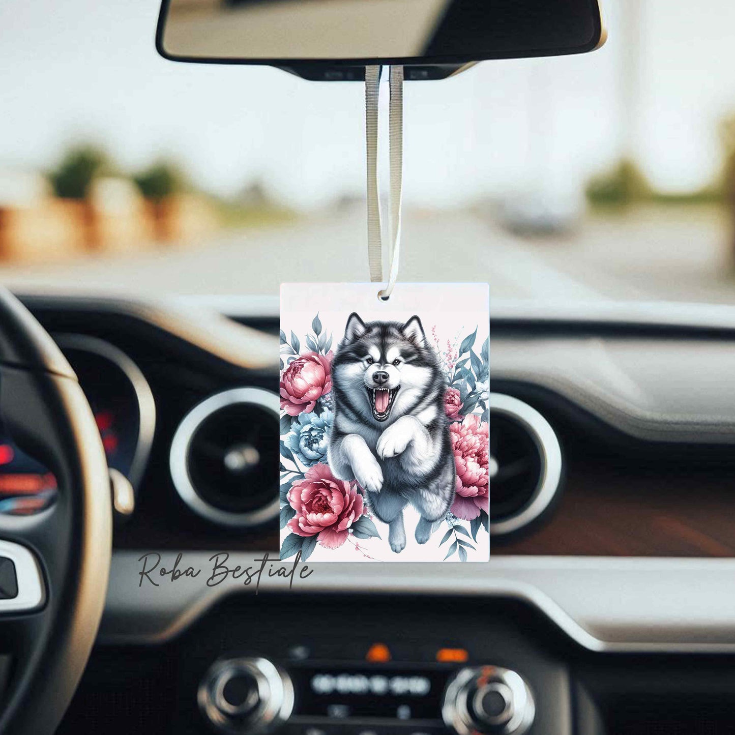 Deodorante Auto PEONY - ALASKAN MALAMUTE - In Feltro, con cordino - 7,5 x 10 cm
