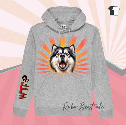 Felpa Invernale WTF?? - ALASKAN MALAMUTE - Con Cappuccio, Nera o Grigia - dalla XS alla 3XL
