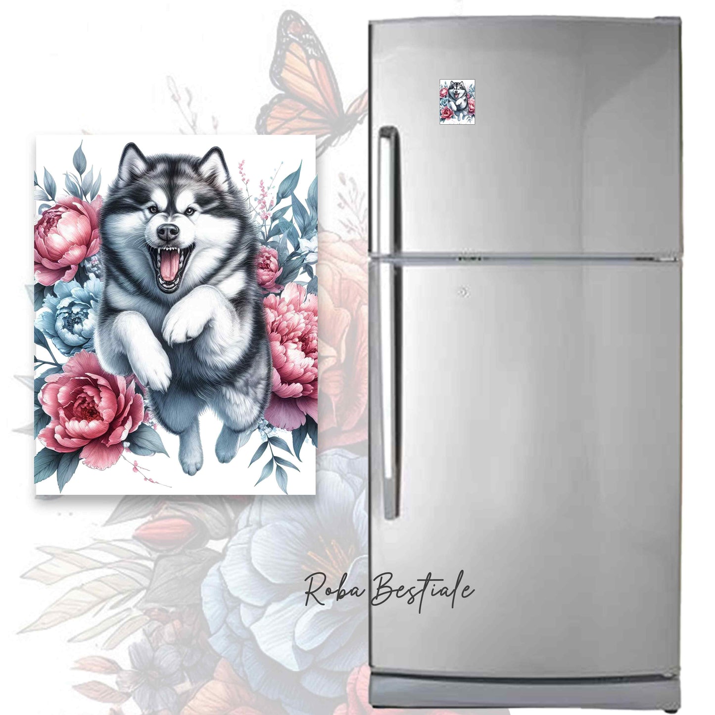 Calamita PEONY - ALASKAN MALAMUTE - in MDF - 7x5 cm