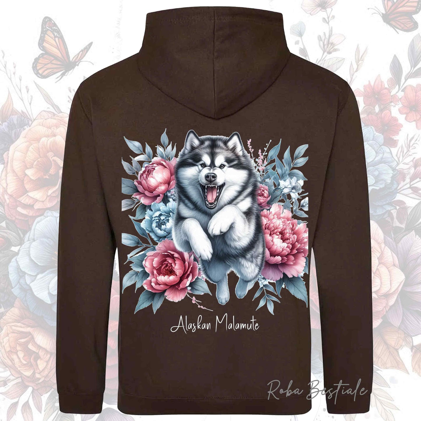 Felpa PEONY - ALASKAN MALAMUTE - Con Cappuccio e Tasconi, Unisex, in tanti colori - dalla XS alla 5XL