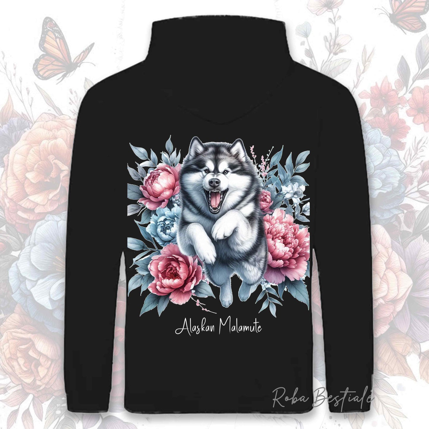 Felpa PEONY - ALASKAN MALAMUTE - Con Cappuccio e Tasconi, Unisex, in tanti colori - dalla XS alla 5XL