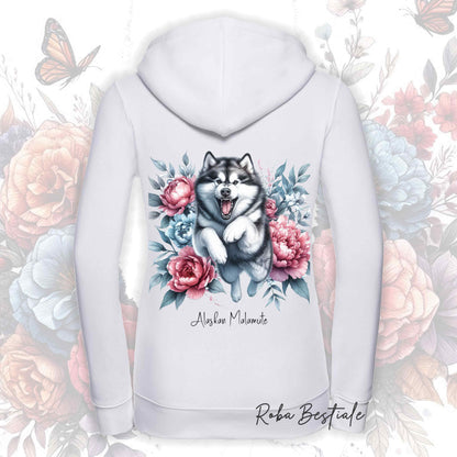 Felpa PEONY - ALASKAN MALAMUTE - Con Cappuccio e Full Zip, Uomo o Donna, in tanti colori - dalla XS alla 5XL