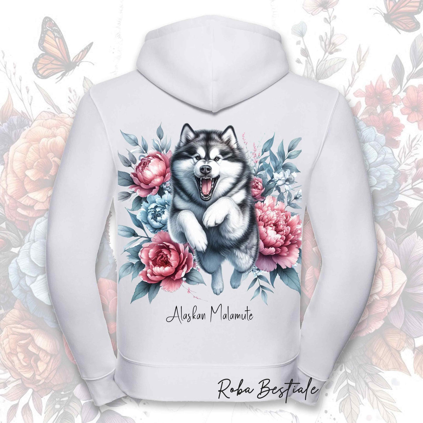 Felpa PEONY - ALASKAN MALAMUTE - Con Cappuccio e Full Zip, Uomo o Donna, in tanti colori - dalla XS alla 5XL