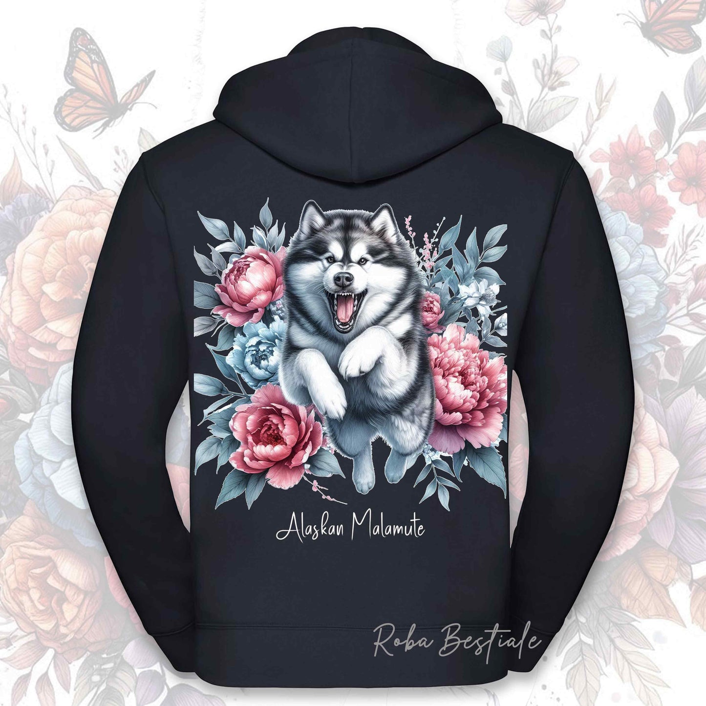Felpa PEONY - ALASKAN MALAMUTE - Con Cappuccio e Full Zip, Uomo o Donna, in tanti colori - dalla XS alla 5XL