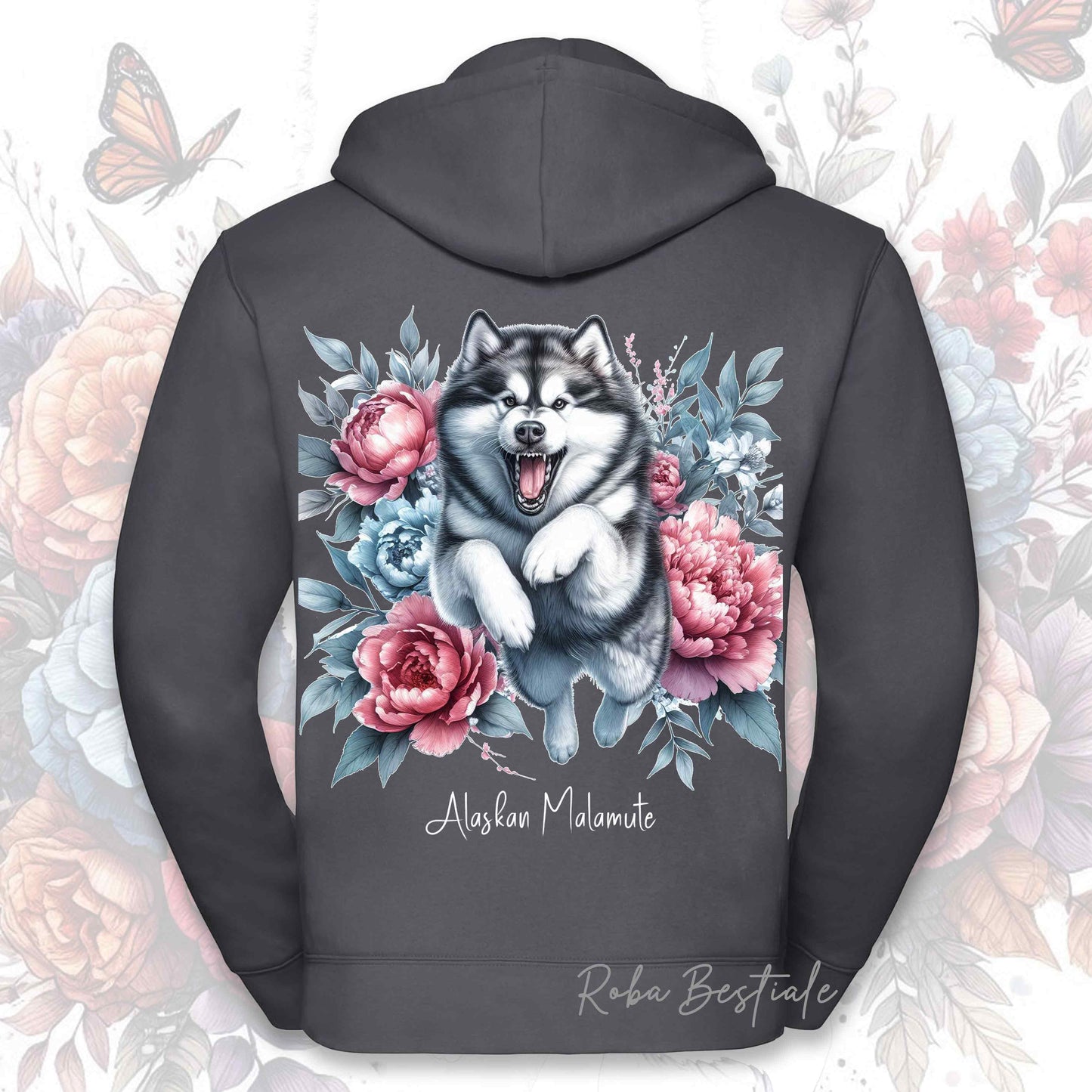 Felpa PEONY - ALASKAN MALAMUTE - Con Cappuccio e Full Zip, Uomo o Donna, in tanti colori - dalla XS alla 5XL